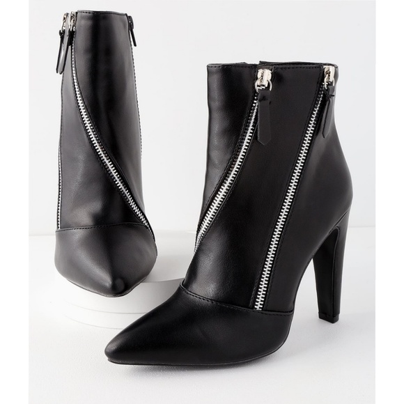 Shoes - ❣6.5❣BLACK ZIPPER HIGH HEEL MID-CALF BOOTIE